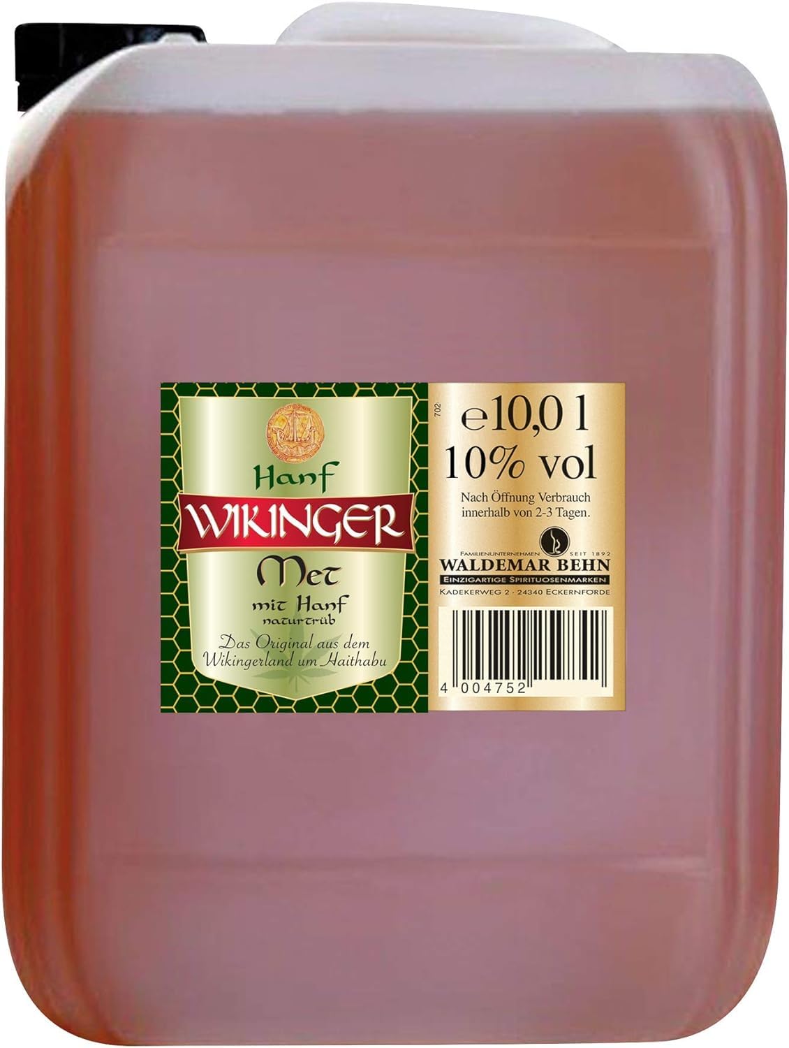 Original Wikinger Met Hanf Wikinger Met| 1 X 10L Kanister | Honigwein Aus Dem Wikingerland Haithabu | Hanf Met | Das Original