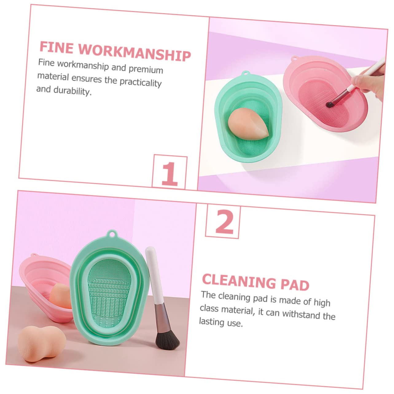 MAGICLULU 3 Set Di Spugna Per La Pulizia Dei Pennelli Da Trucco in Silicone Spazzola Pieghevole Ciotola Per Il Lavaggio Strumento Di Bellezza Scrubber Per Uso Domestico 2 Pezzi * 3