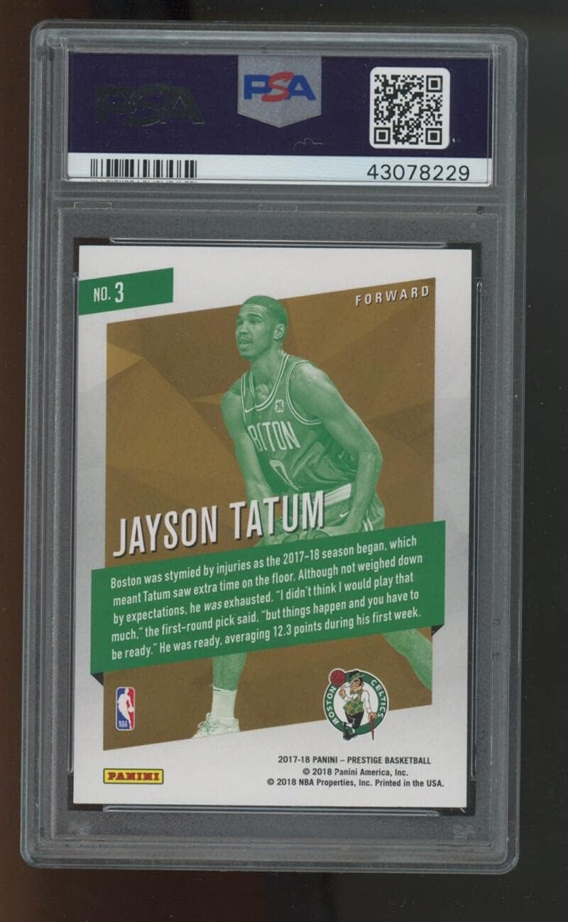 2017-18 Jayson Tatum #3 Panini Prestige Micro Etch Red Boston Celtics ROOKIE RC MINT PSA 9 Graded NBA Basketball Card