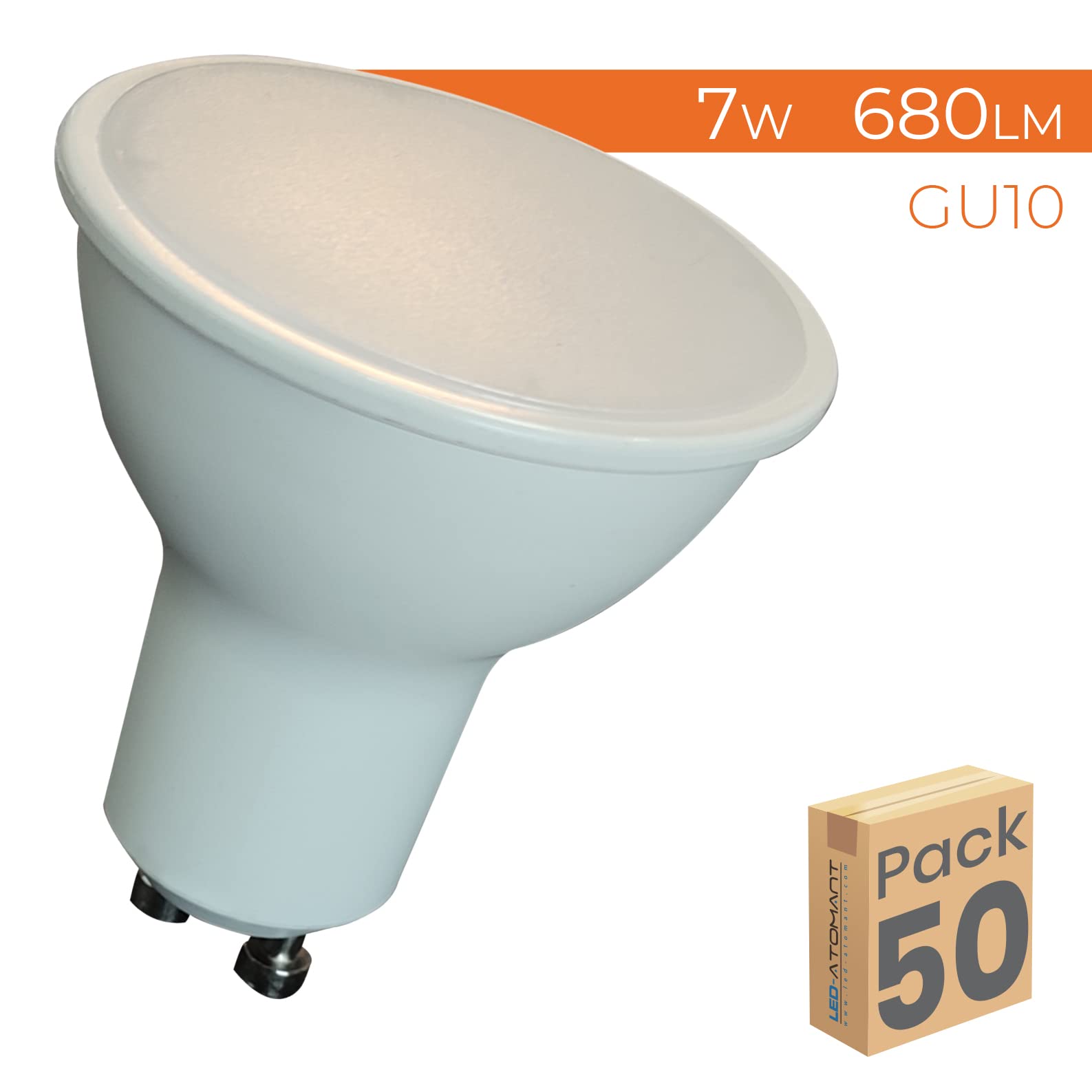 LED ATOMANT 50x Bombilla LED GU10 7W Regulable Color Luz Neutra 680lm