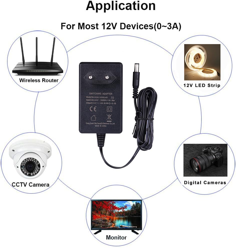 Adattatore di Alimentazione Regolabile, Router Monitor Caricatore con Display a LED Anti Interferenza Universale 3V to 36V 1.7A 60W CA Controllo Velocità per LCD Barra Luminosa Motore