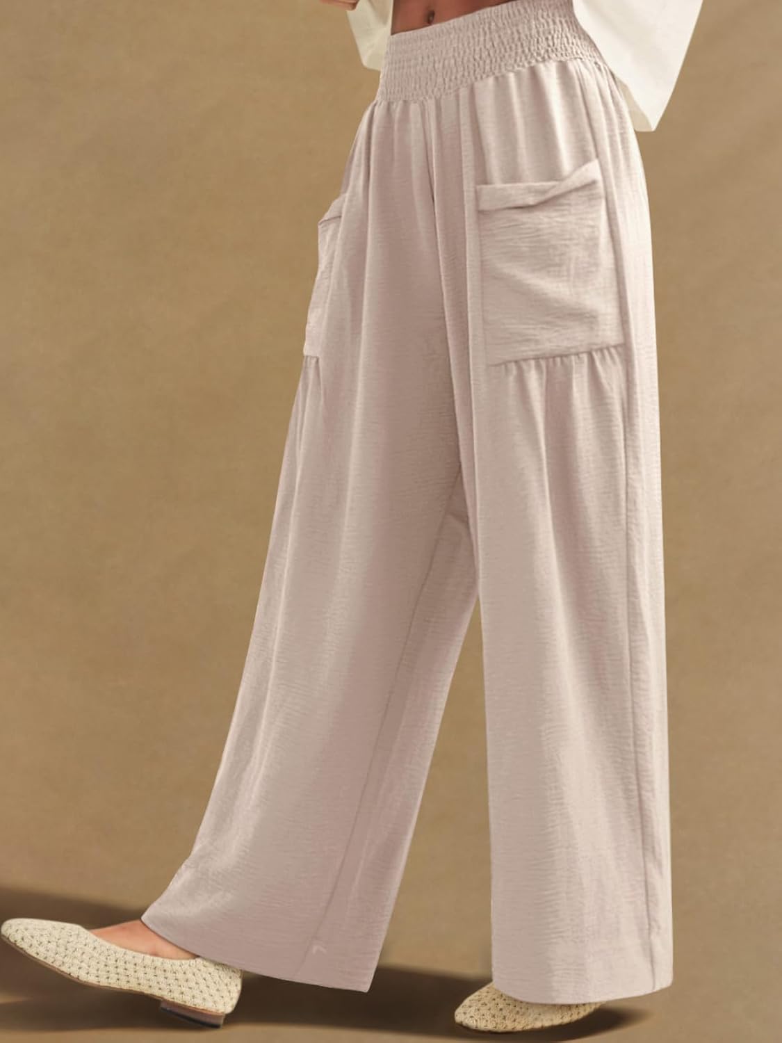 NIMIN Women Palazzo Pants Wide Leg High Waisted Pants 2026 Summer Flowy Beach Vacation Outfits with Pockets - Image 4