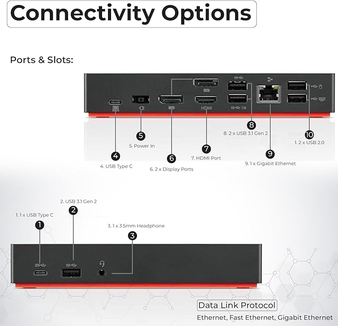 Docking Station ANYHDD 40AS0090US - 10 Puertos, 90W, 4K miniatura 4