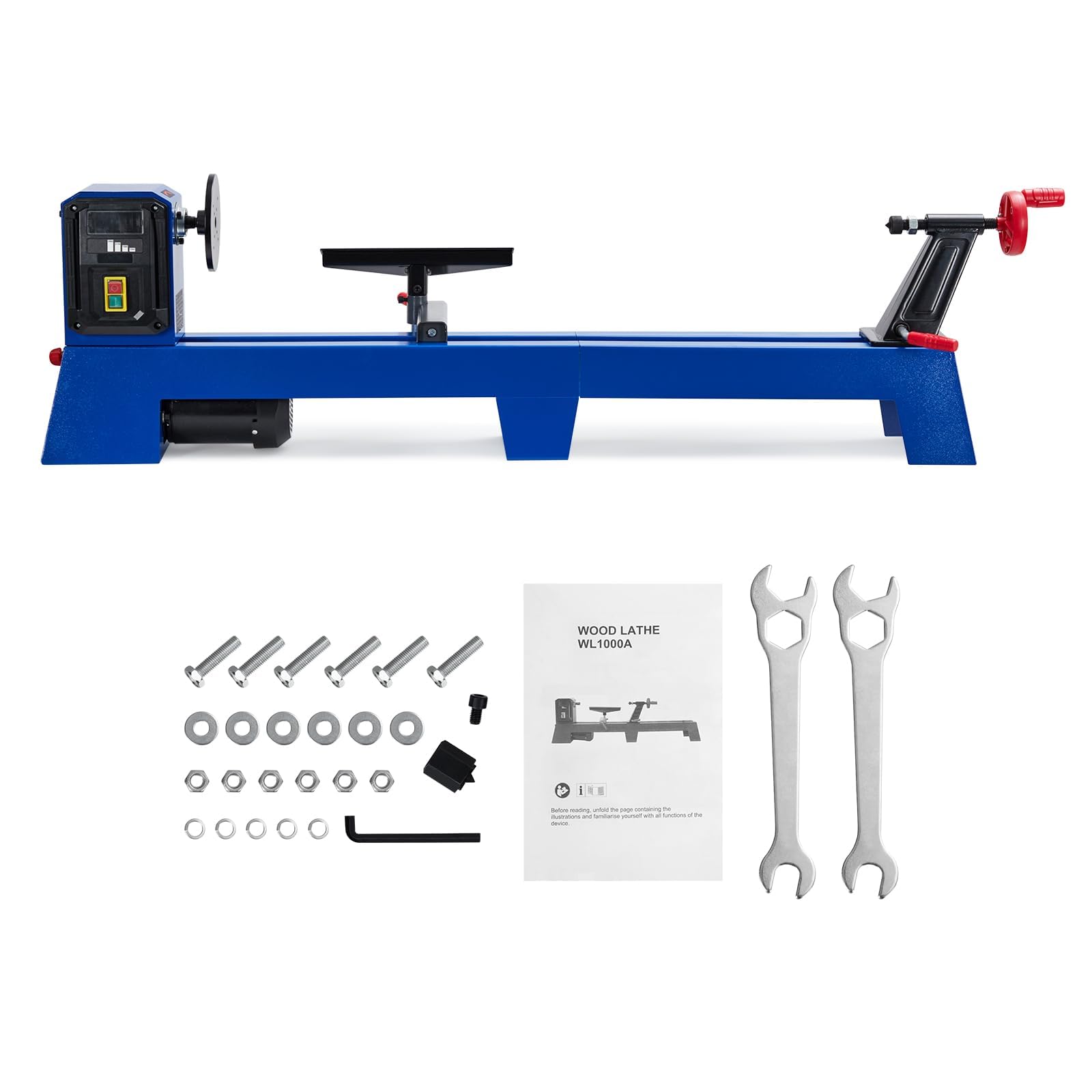 Tornio per legno da banco da 14" x 40", motore 400W, tornio per legno a 4 velocità