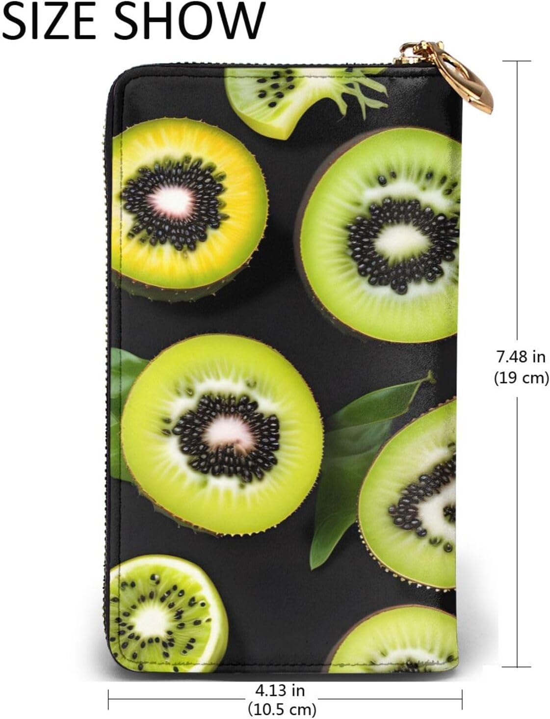 Green kiwi Women's wallet, clutch wallet, with zipper, large capacity.