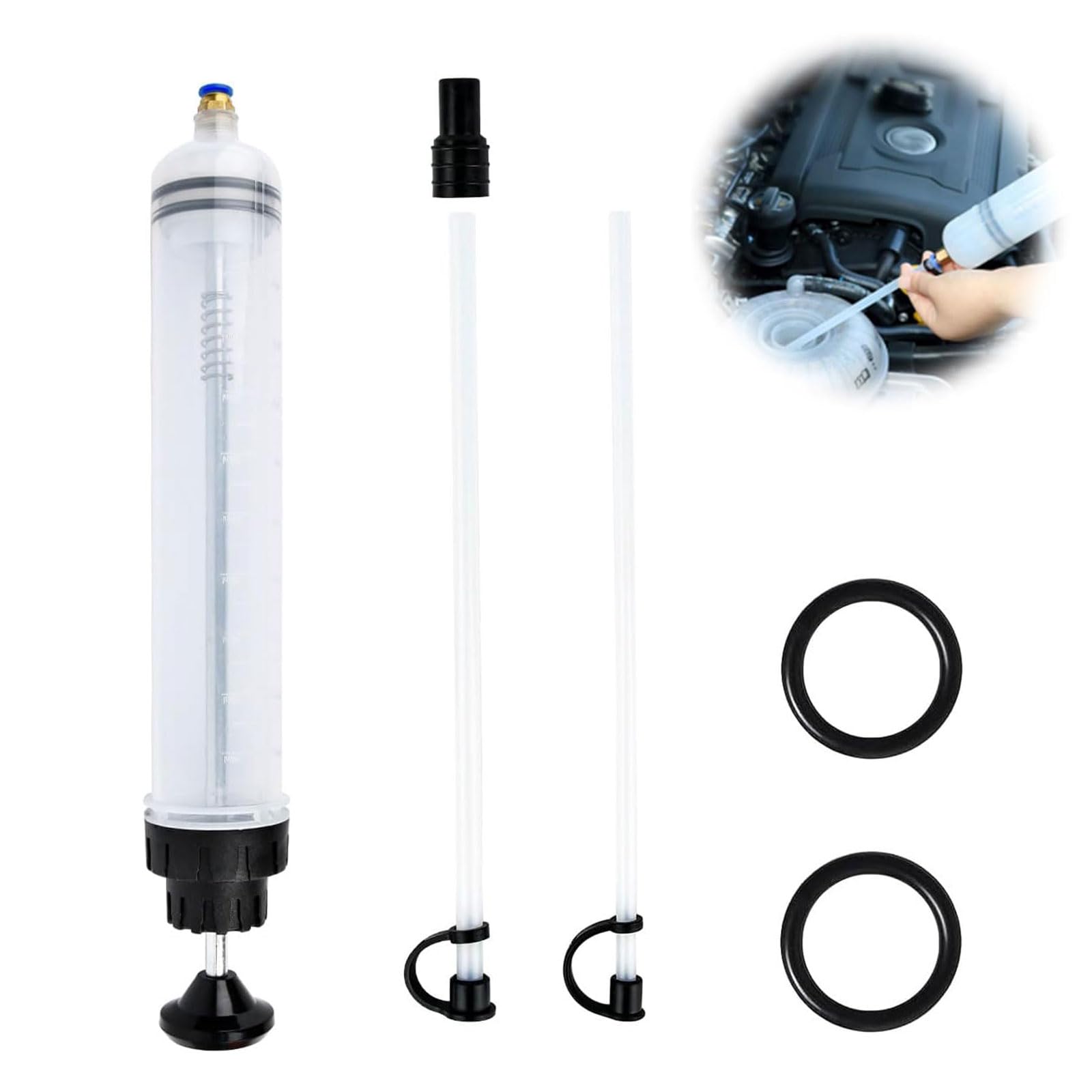 Seringue à Huile Flaconi 200ml - Pompe Vidange Moteur, Frein, Refroidissement - Plastique/Alu