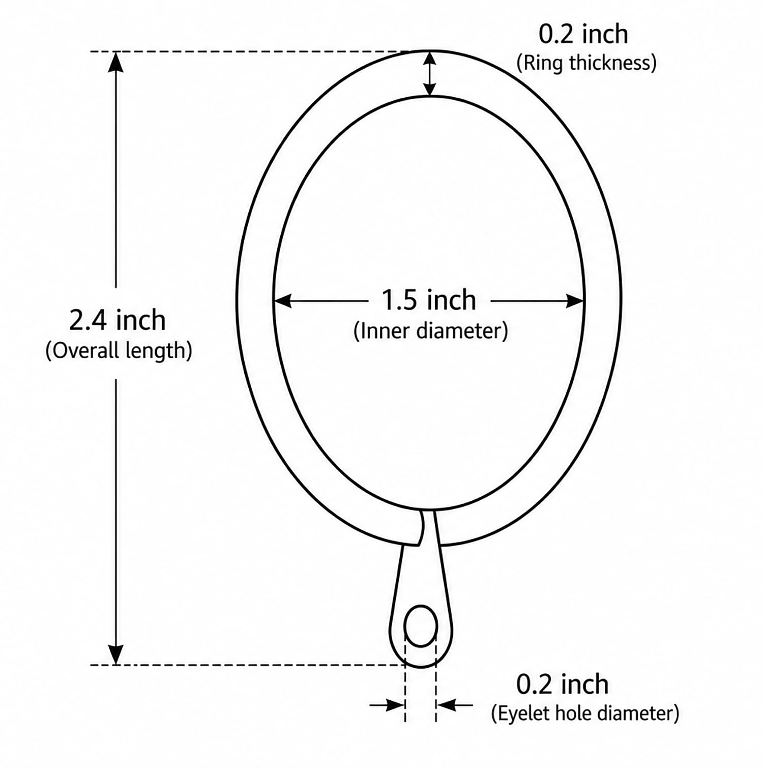 14 anillos de 3,81 cm de diámetro interno de metal, se adaptan a barras de 3,17 cm