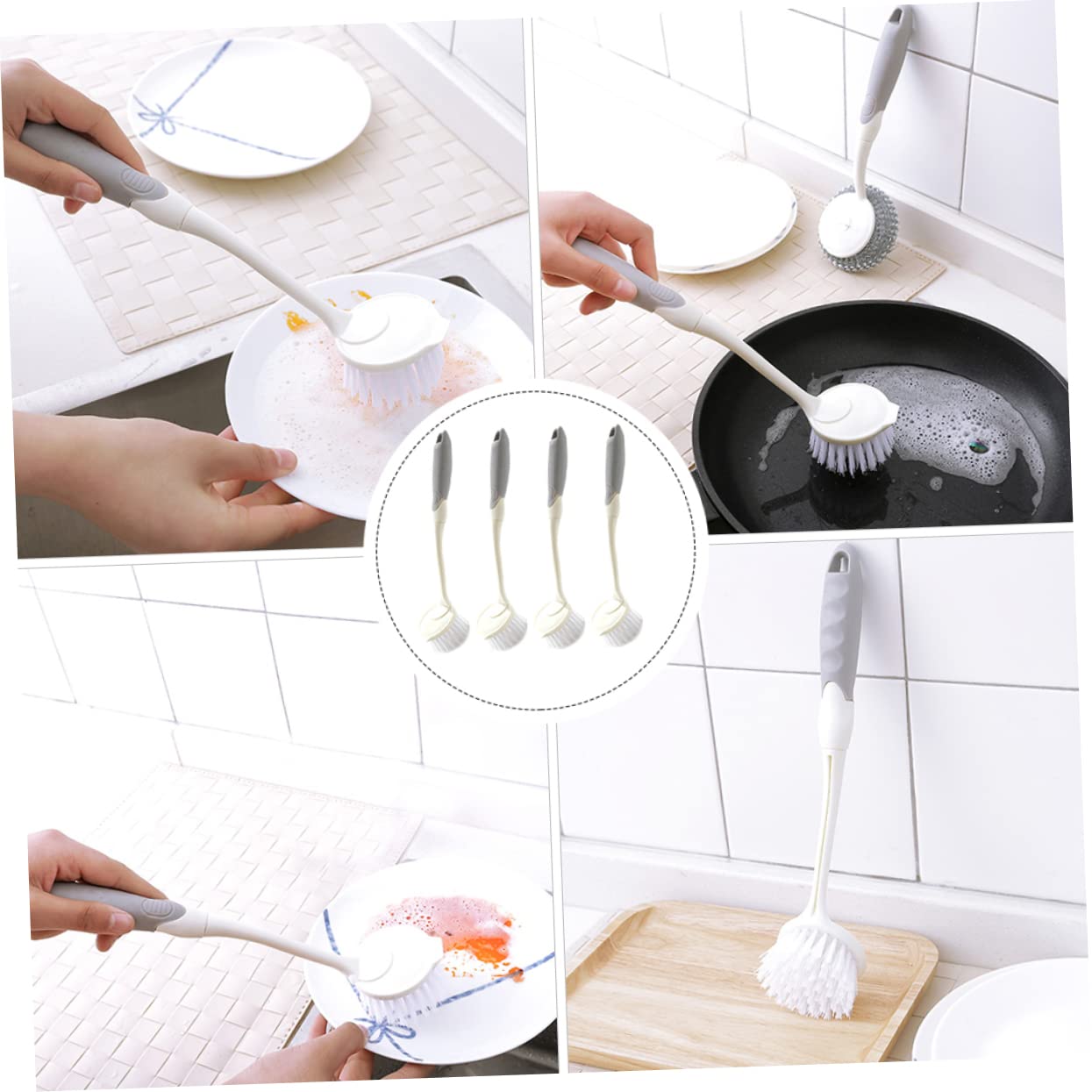 CALLARON 2 Sätze Dekontamination Und Topfwaschbürste Geschirrspülen Sauber Schrubber Reinigung Gericht Wok-bürste Bürste Für Die Küche Topfbürste Waschen Küchenspülpinsel Nylon 4 Stück * 2