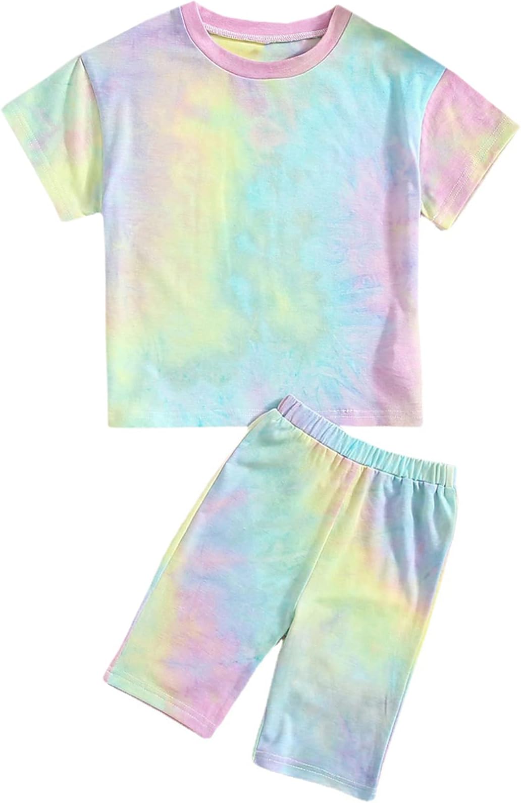 DAIMIDY Boys Girls Tie Dye Outfit, Short Sleeves Tops + Shorts Set