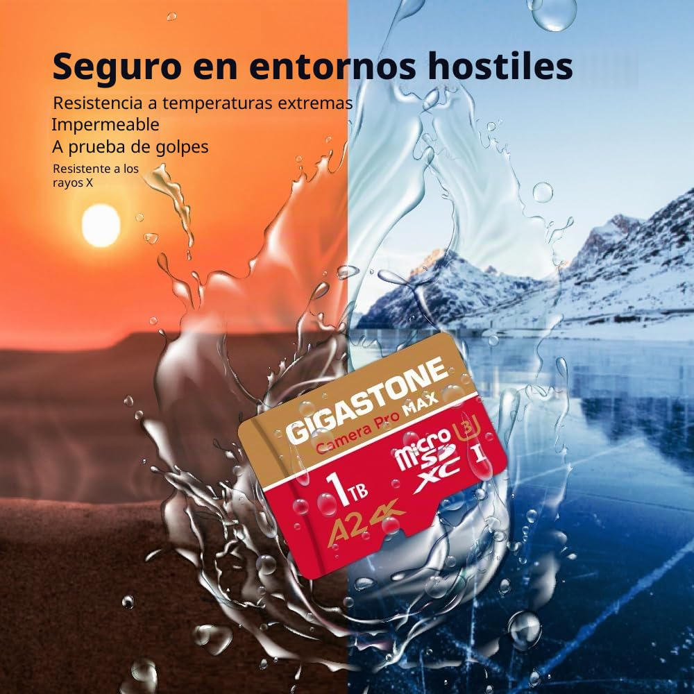 【5 Años Recuperación de Datos Gratis】 Tarjeta Micro SD GIGASTONE 1TB, Camera Pro MAX, hasta 170/140MB/s, Tarjeta de Memoria MicroSDXC para dji, Gopro, Insta360, Dashcam, Video 4K UHS-I A2 V30