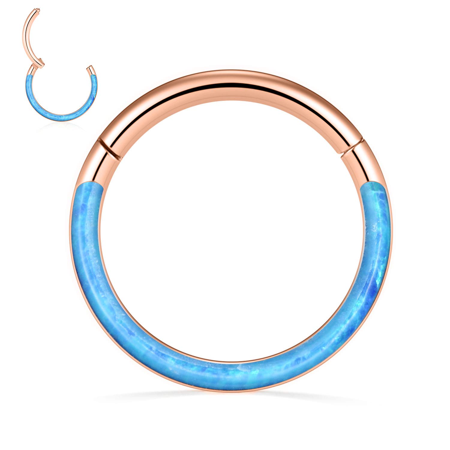 hengkaixuan 16G Conch & Septum Piercing Jewelry - Daith Clicker & Hoop Earring - Surgical Steel Nose Ring - Gold 6mm CZ Opal — view 32