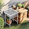 Stainless Steel Prep & Utility Sink, Free Standing Small Sink Include Cold and Hot Water Pipe,commercial Single Bowl Sinks for Garage, Restaurant, Kitchen, Laundry, 20 x 20 x 31.5 (Modern)
