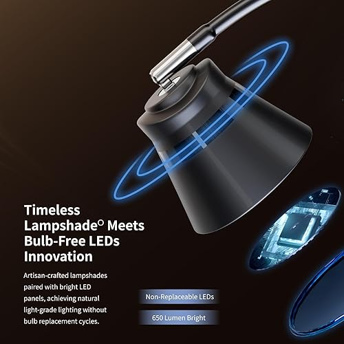 Miniatura 8 de AXX TU08 - Lámpara de escritorio LED pequeña con puerto de carga USB, 650 lúmenes, 3 modos de color, atenuación de 5 toques, temporizador de 3060