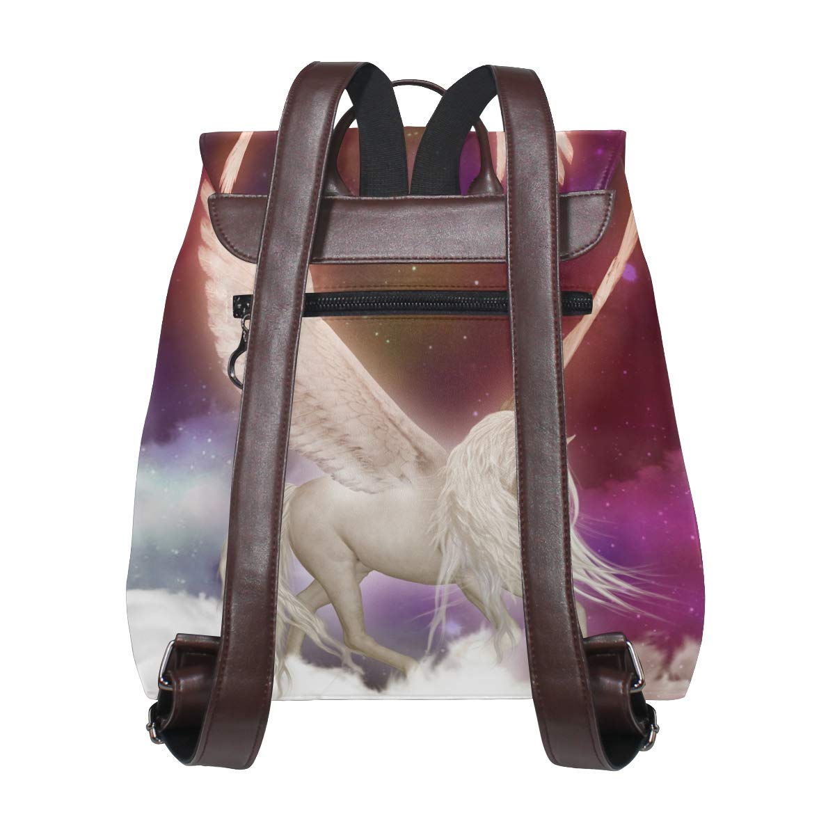 Montoj Angel-Reisetasche mit langem Haarmuster, Leder, Campus-Rucksack