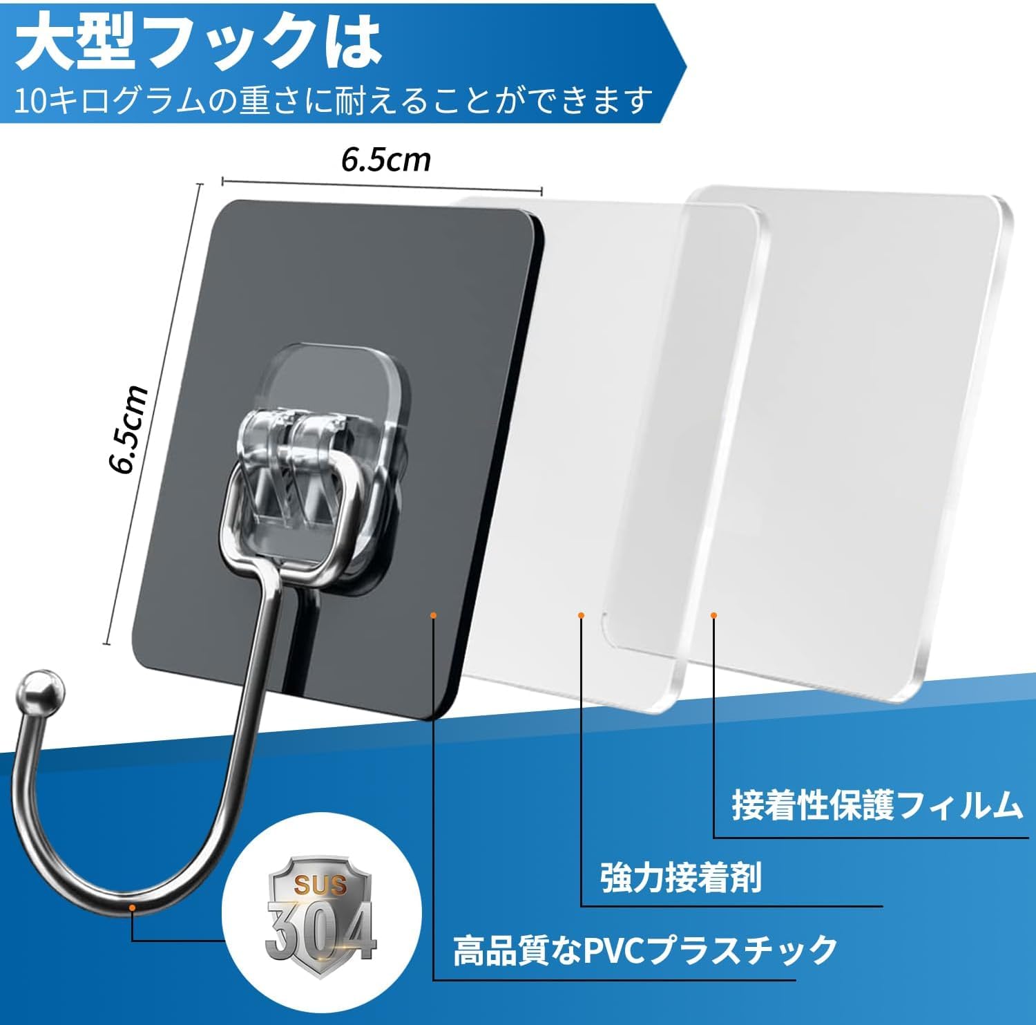 Amazon.co.jp: 壁掛けフック 12枚セット 耐荷重20KG 粘着 強力 壁