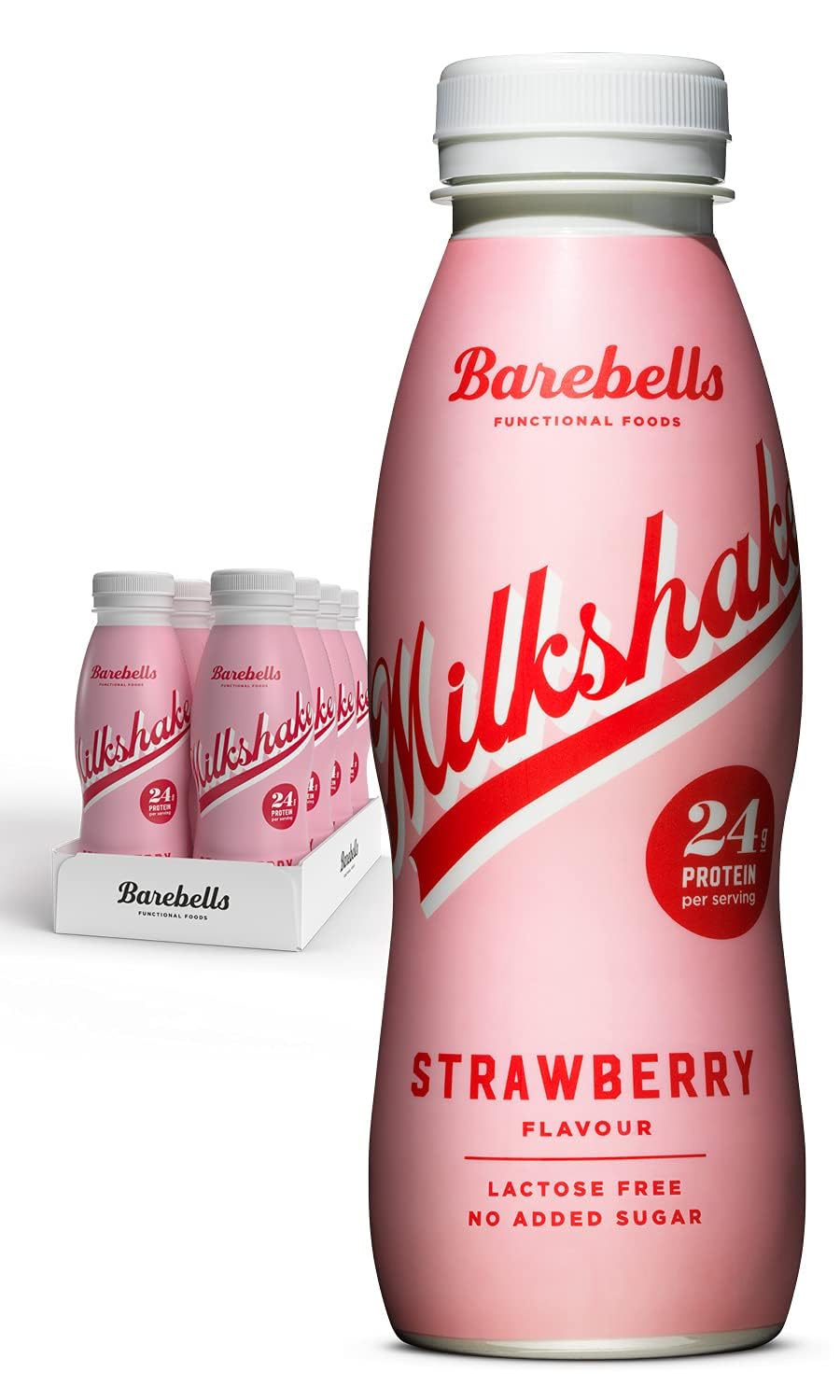 Barebells Protein Milkshake 8 x 330ml Bottles| High Protein Shake | No Added Sugar | Lactose Free| 24g of Protein | Delicious Creamy Flavour (STRAWBERRY)
