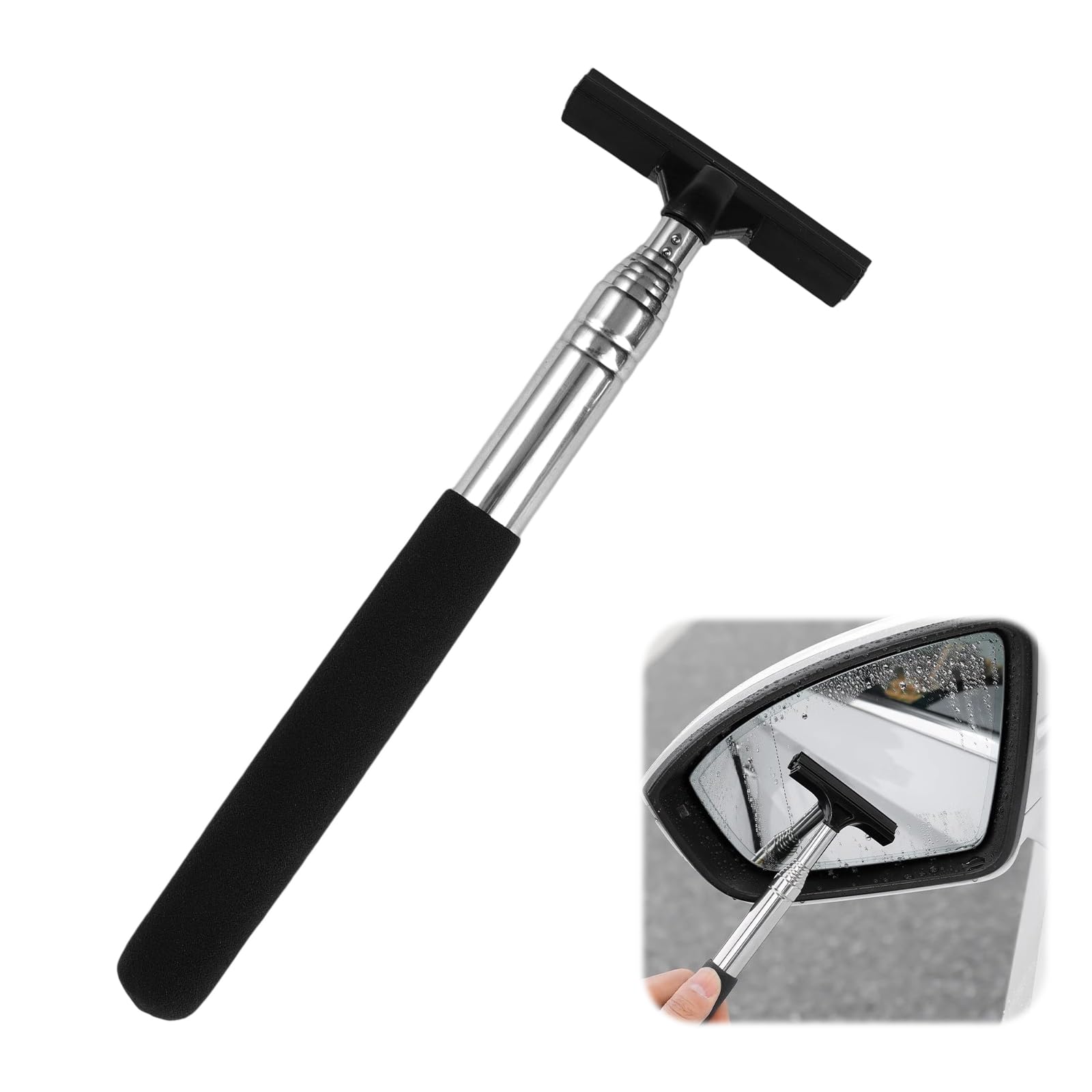 Raclette Télescopique Pour Vitres De Voiture - Extensible Jusqu'à 98 Cm, Tête Multi-couches - Nettoyage Facile Des Rétroviseurs Et Pare-brise