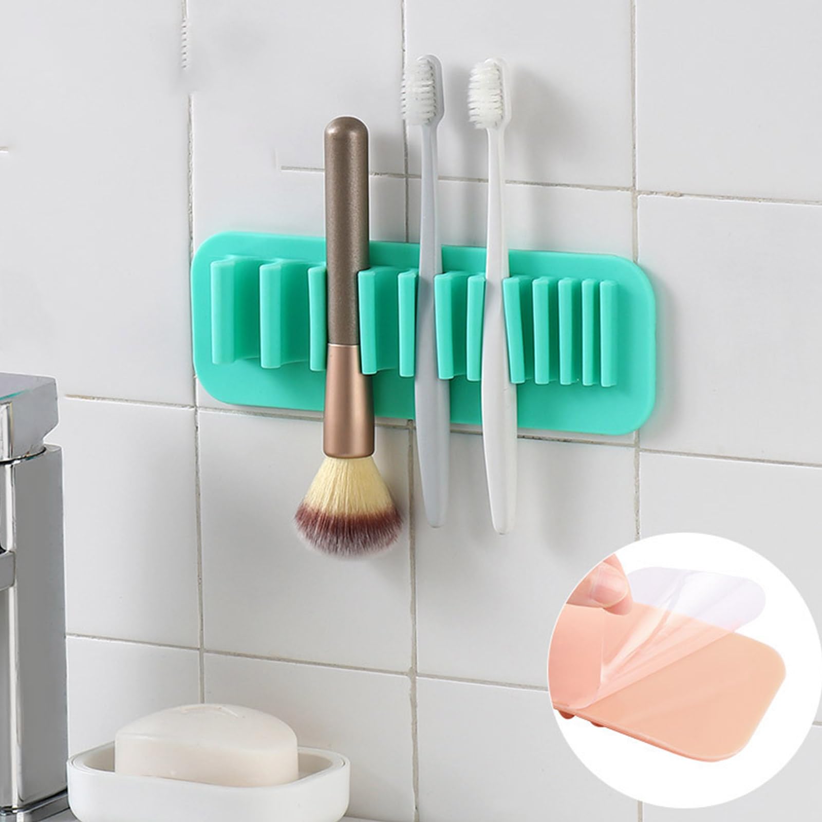 KieTeiiK Organiseur mural pour pinceaux de maquillage - Support de rangement en silicone pour pinceaux de maquillage - Support mural pour pinceaux de maquillage