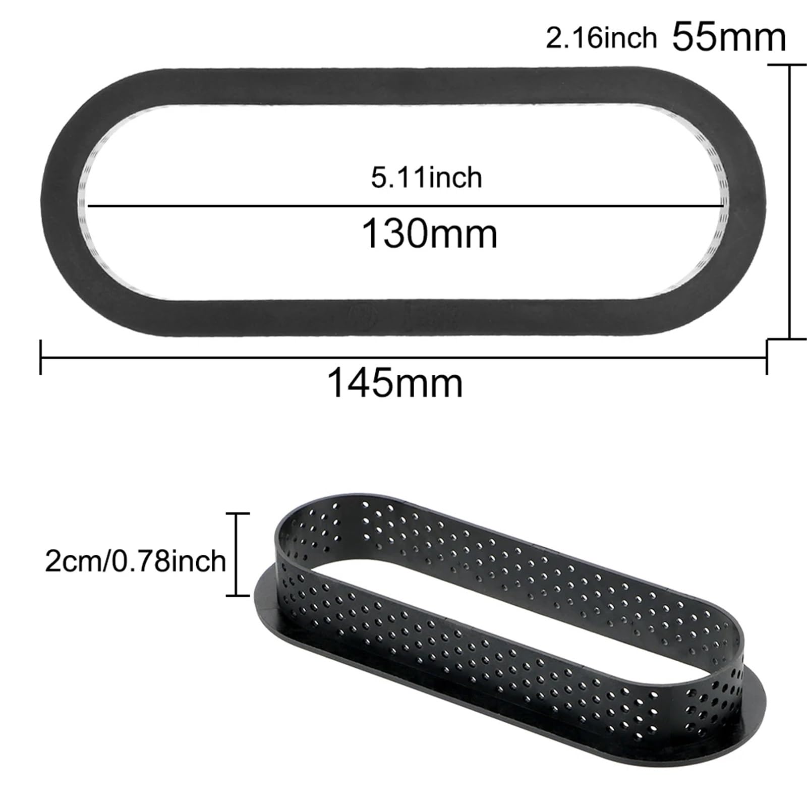 Moule à gâteau, Anneau de Tarte, Moule Cuisson, Dessert, ustensiles, Rond, carré, Cercle perforé, 1 pièce pour La Pâtisserie Et La Cuisine(Oval)