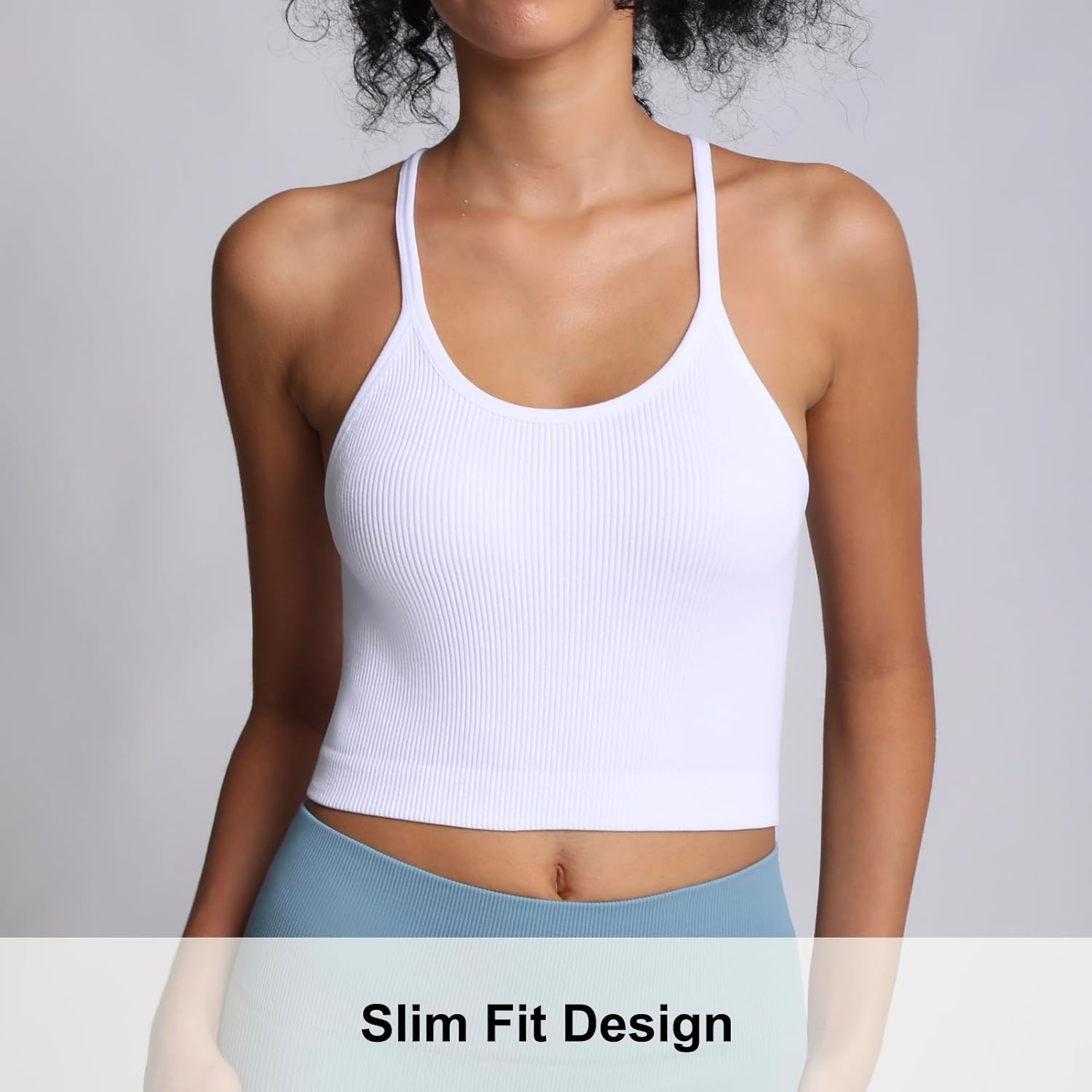 Crop Tank Tops for Women Ribbed Seamless Racerback Tank Top No Pad Camisole Tops for Yoga Gym Workout - Image 3