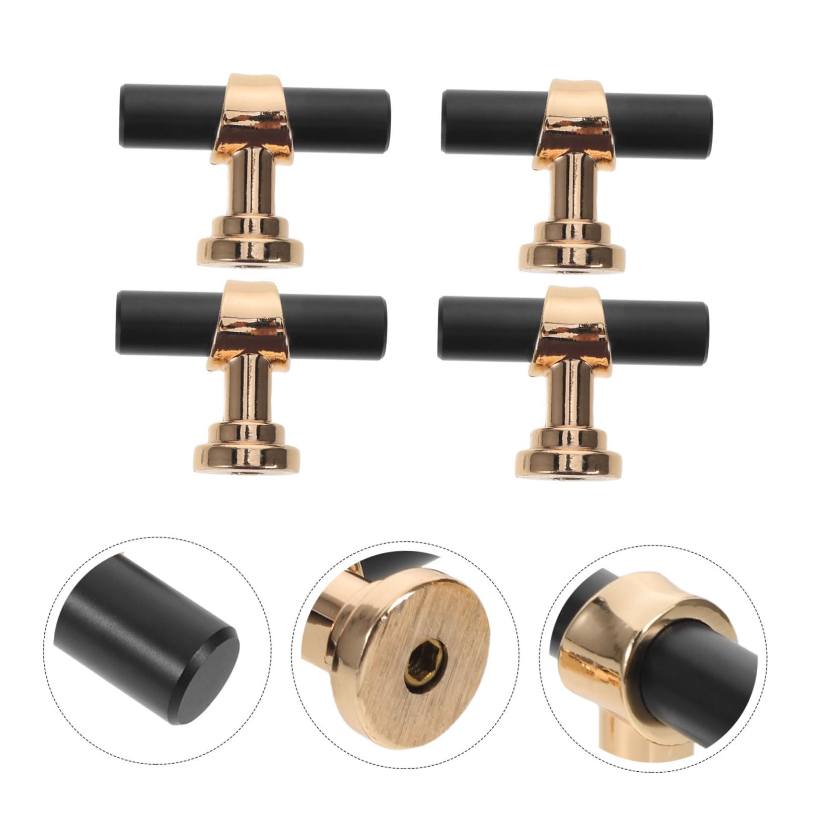 Mipcase 10 piezas Tiradores de Armario Negros y Dorados con Diseño Estriado Tiradores Modernos para Puertas y Herrajes Resistentes para Cocina y Dormitorio Agujero Simple Estilo