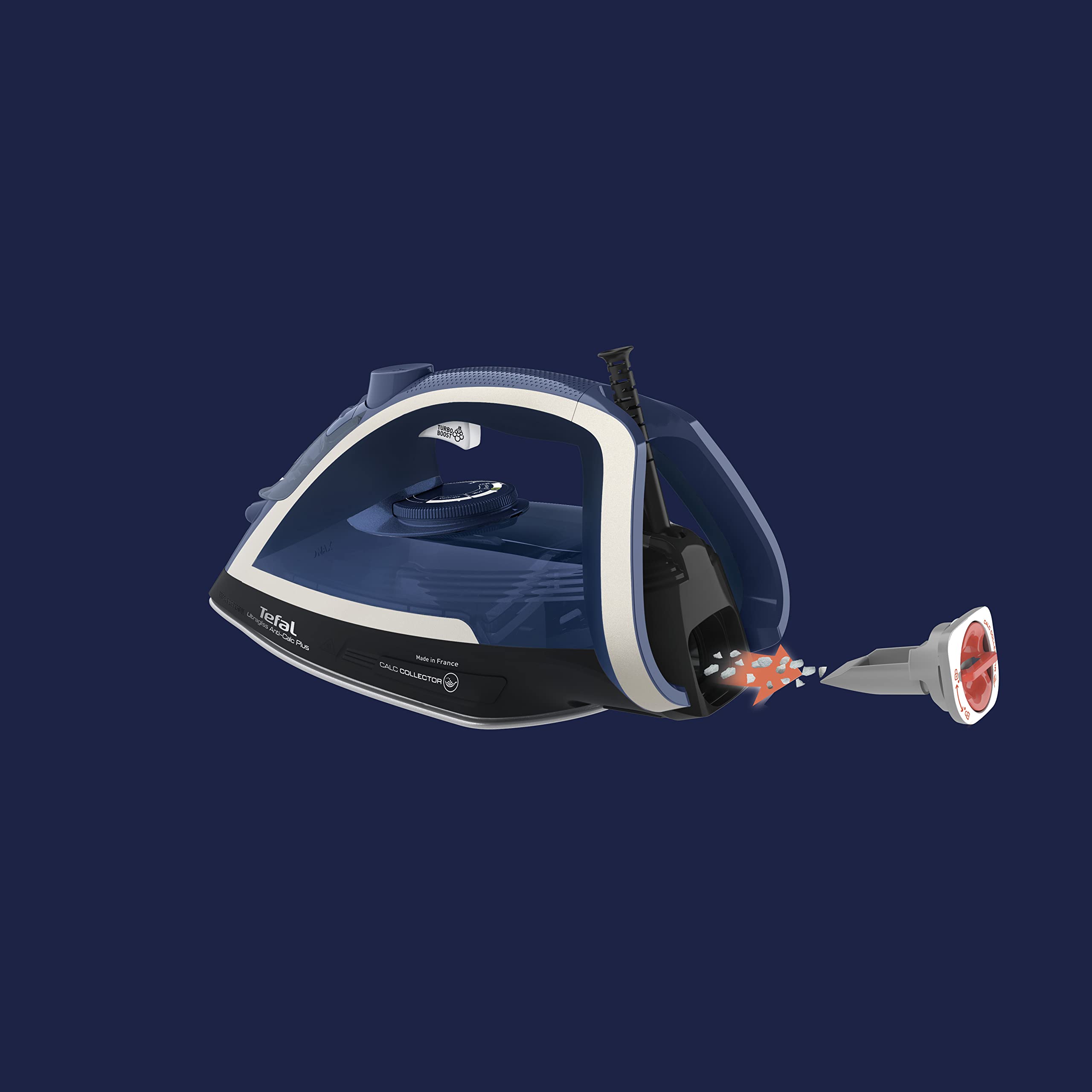Tefal FV6846E1 Ultragliss Plus - Plancha de vapor antical, 2800 W, colector de cal extraíble, salida de vapor continua de 50 g/min, golpe de vapor de 260 g/min, apagado automático, azul/blanco