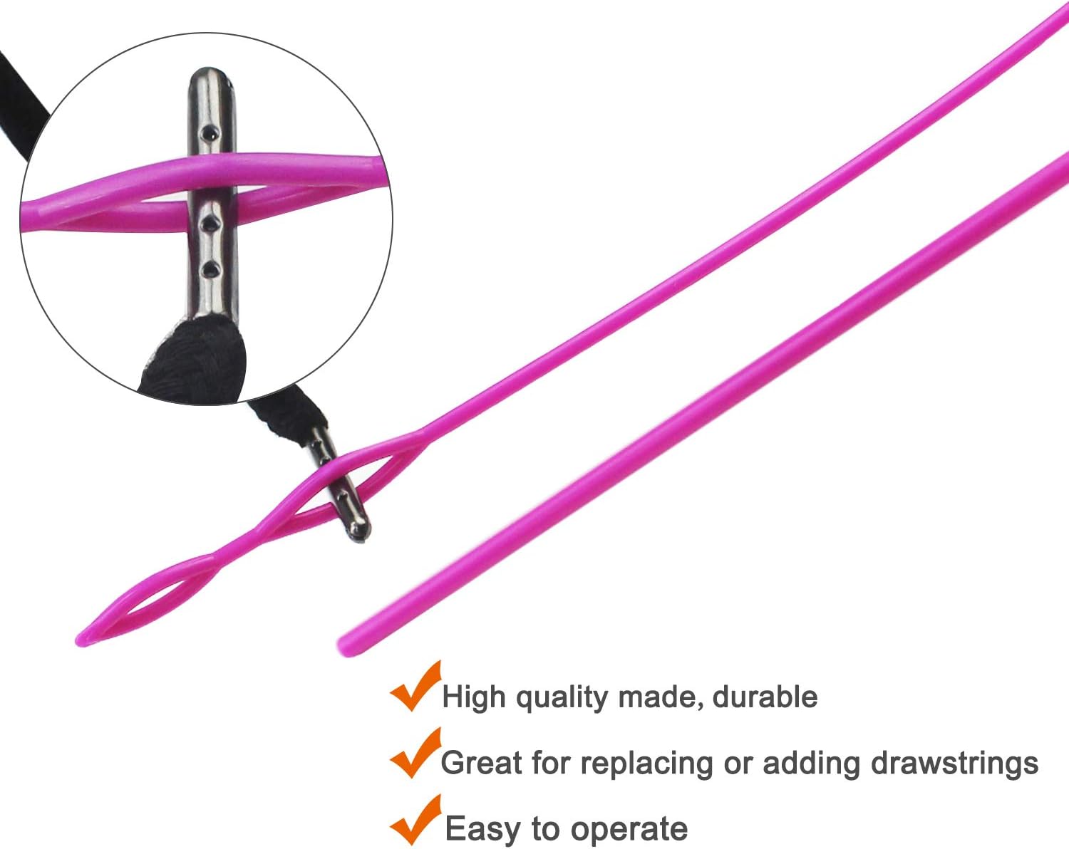 Luckkyme 8 Pack Replacement Drawstrings Drawcords for Pants Sweatpants Hoodies Scrubs Jackets Shorts, with 3 Pieces Drawstring Threader Re-Threader Tool 53" Long