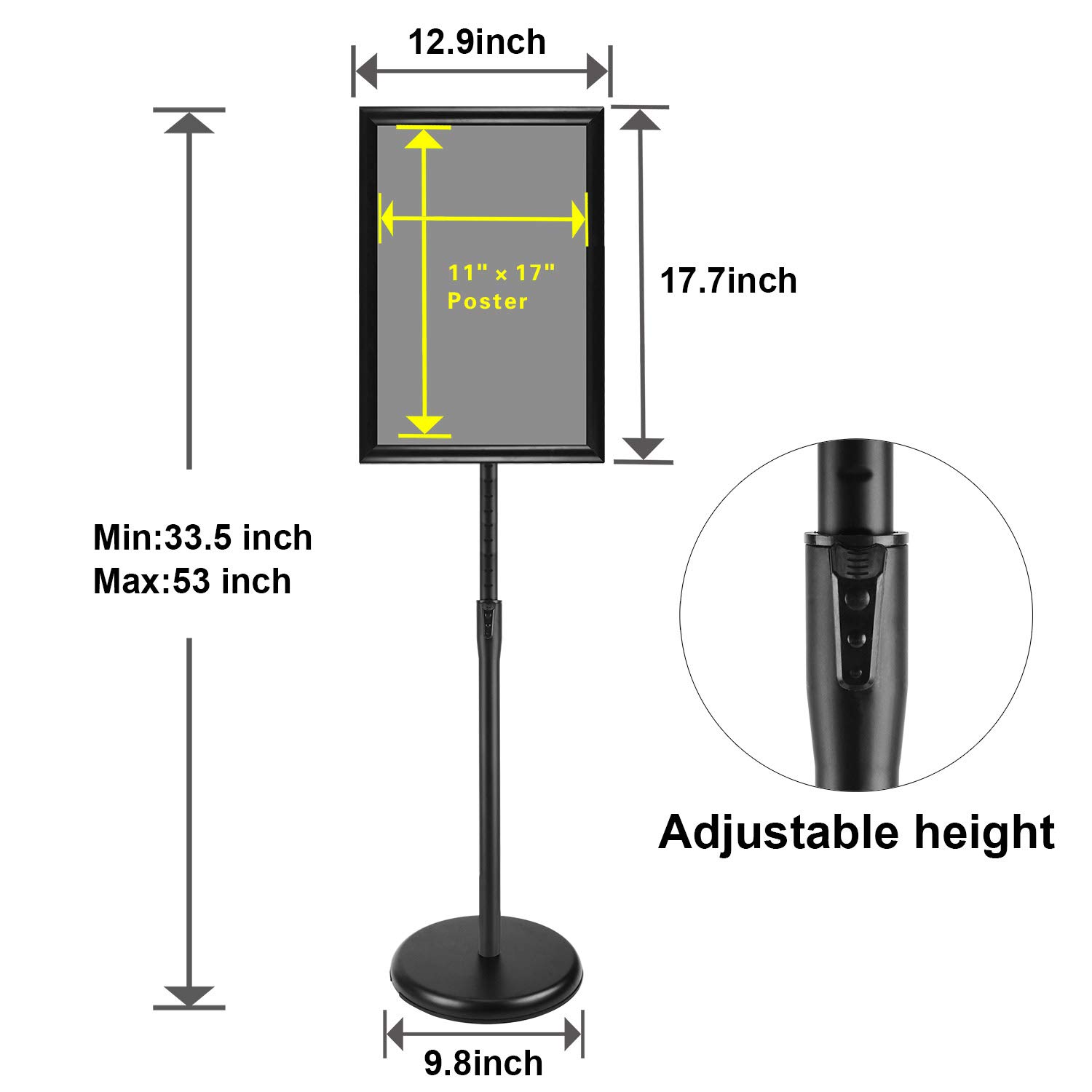 Soporte de aluminio ajustable para carteles, soporte para carteles, soporte para menú, 11 x 17 pulgadas