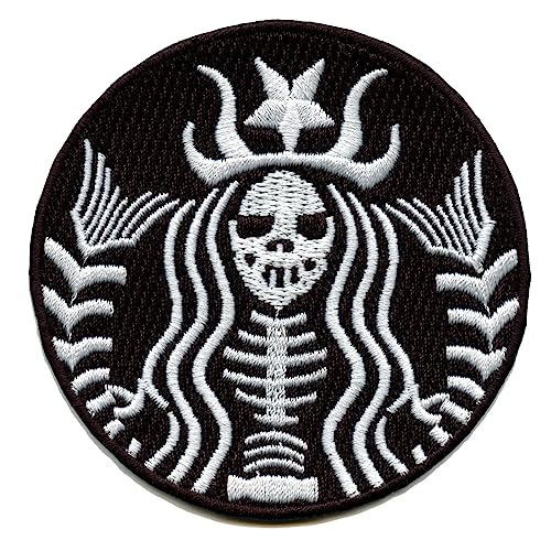 Deadbucks Skeleton Mermaid Patch Coffee Death Embroidered Iron On