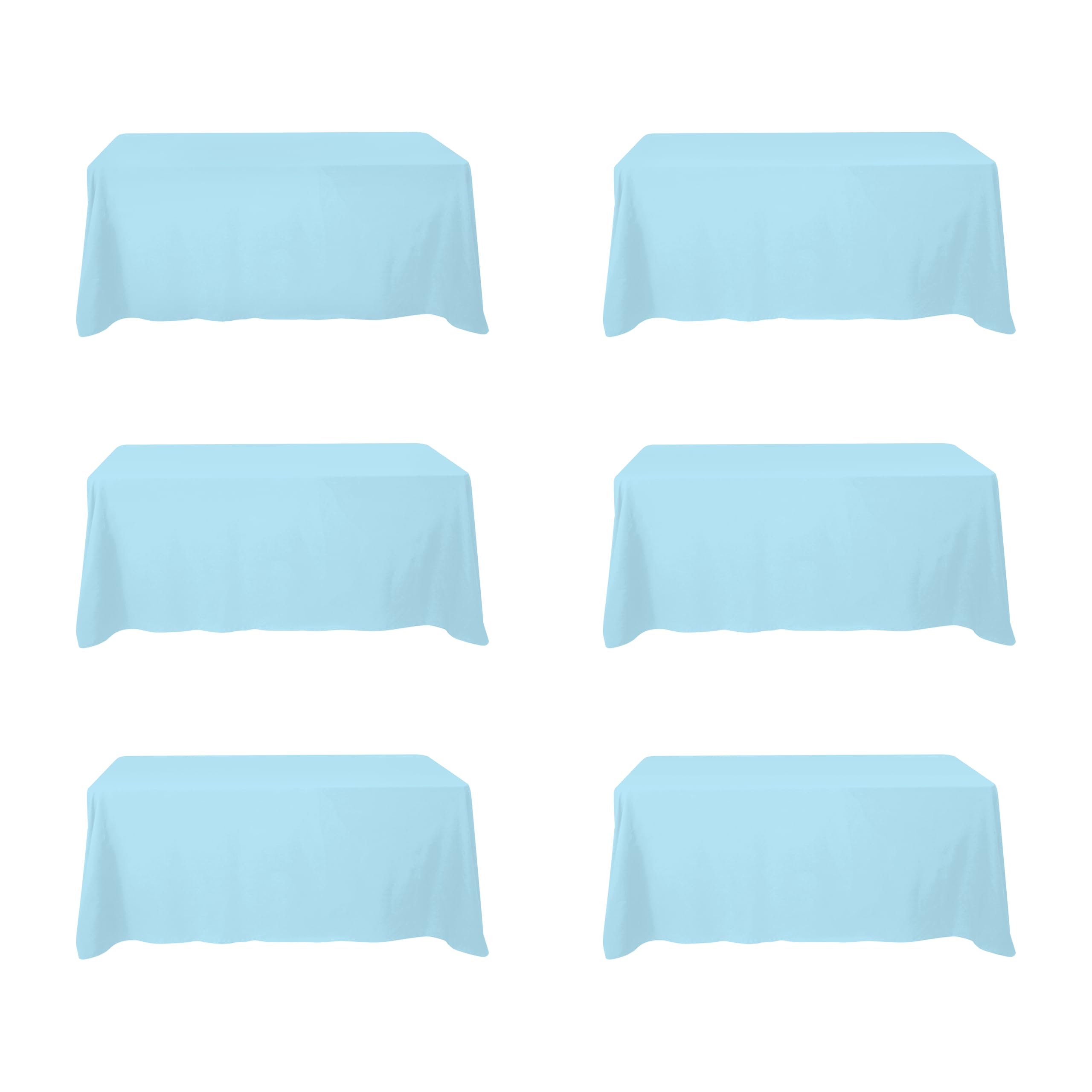 BRILLMAX 6 Pack Light Blue Tablecloths 90x132 Inch for 6ft Rectangle Tables