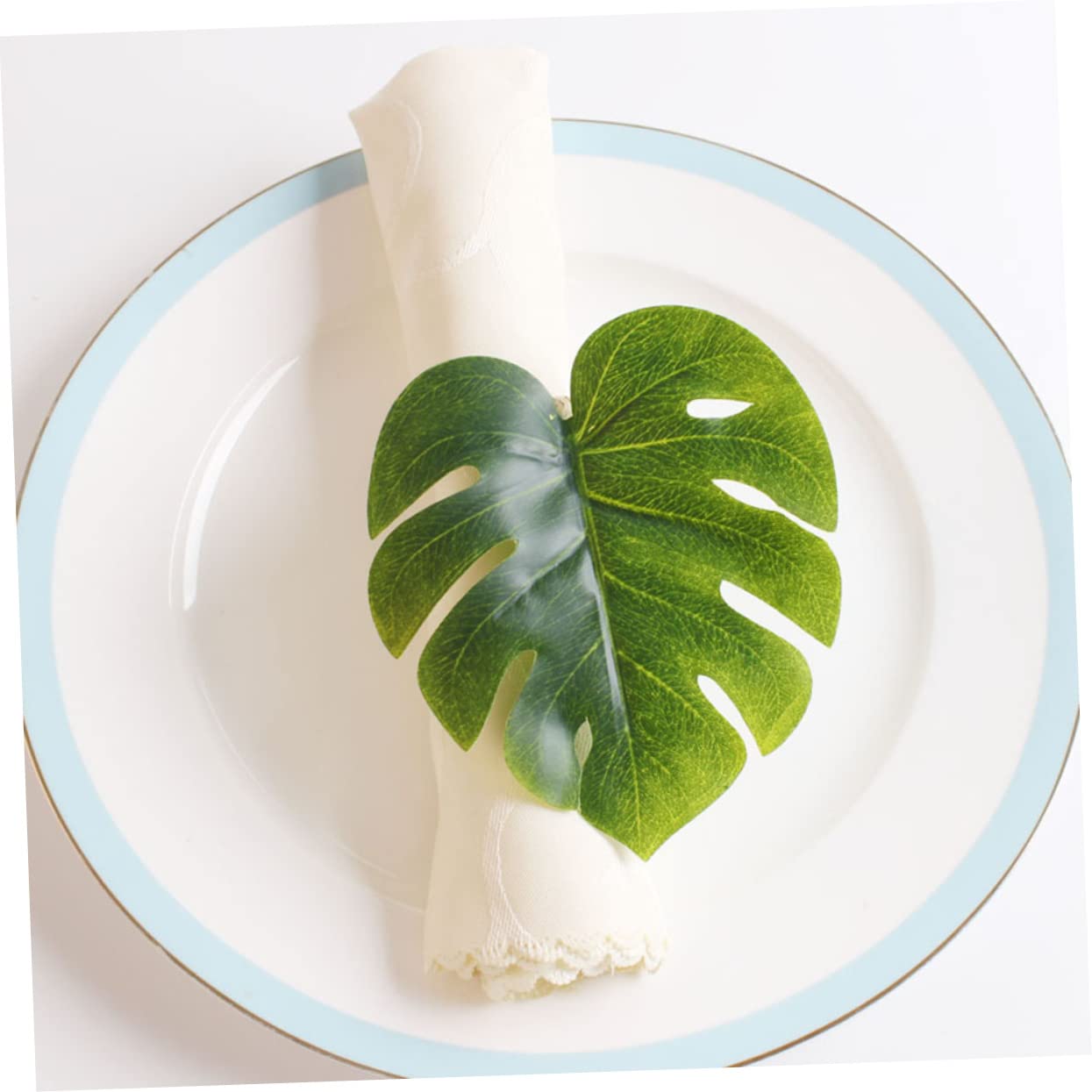 2 Set Portatovagliolo Vegetazione Portatovaglioli Per Tavoli Fiesta Arredamento Con Naturale Lascia Portatovaglioli Fibbia Del Tovagliolo Del Tavolo Da Pranzo Cannuccia 6 Pezzi*2