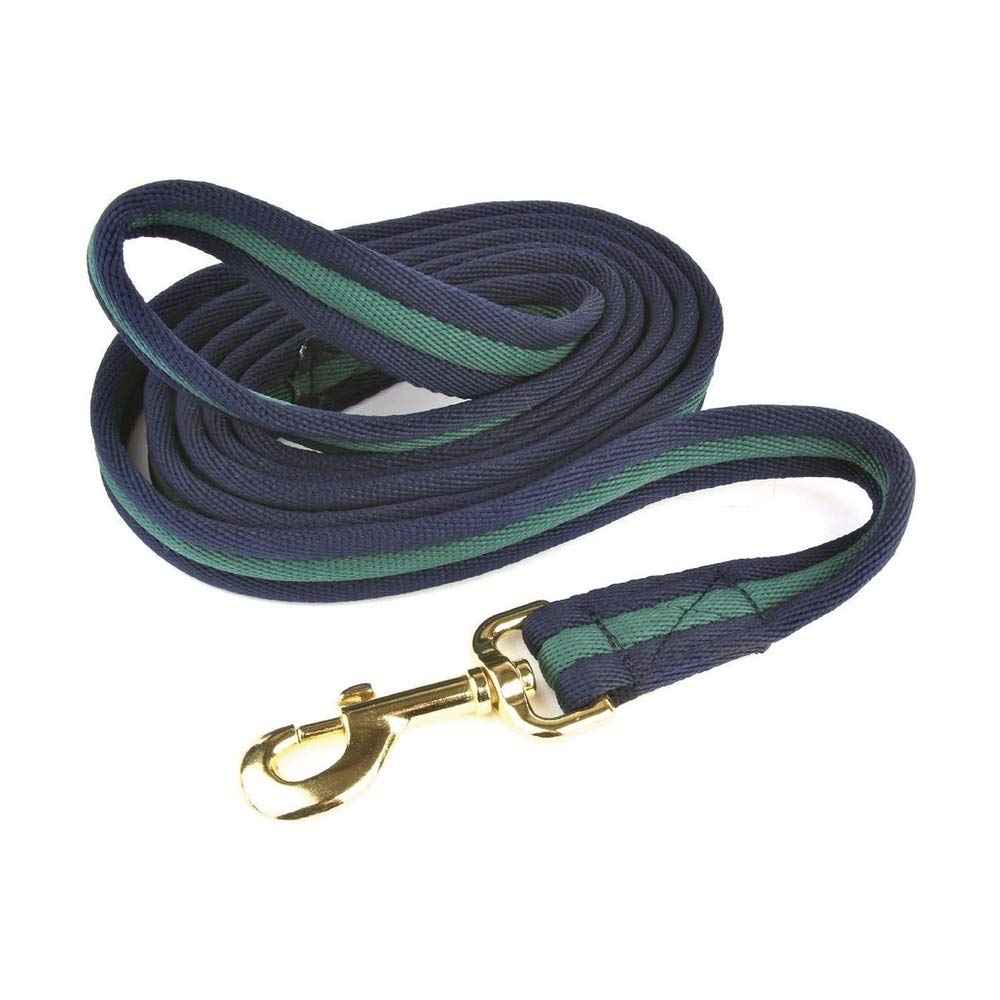 Hy Soft Webbing Lead Rein without Chain - Navy/Green - 2m