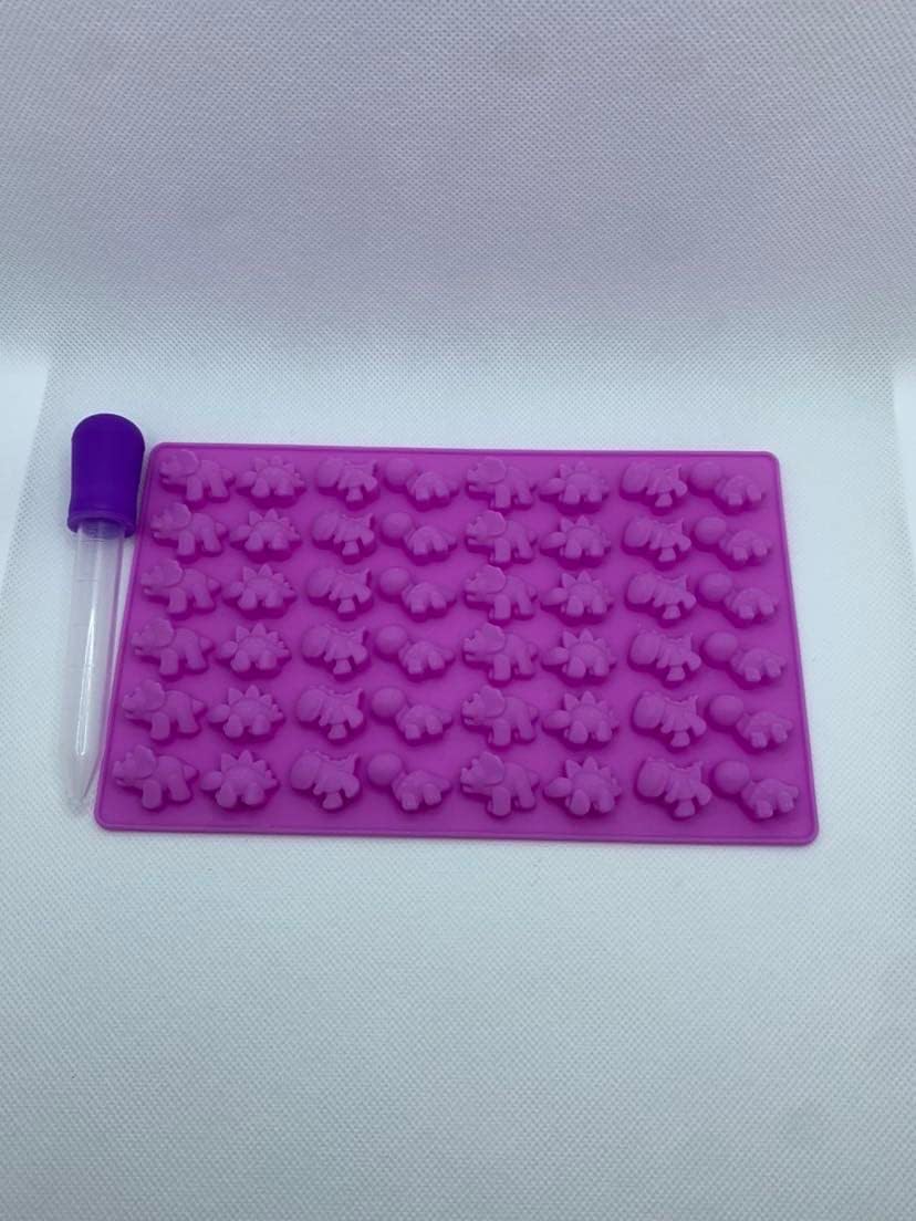 Silicone Gummy Molds Candy Molds with 3 Droppers - BPA Free Nonstick Chocolate Molds Including Mini Dinosaur mold - Pack of 3 for 120 Gummies