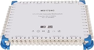 Multi Channel Satellite Switch, 17x17x24 Cascade Multiswitch for 24 Satellite Receivers for Indoor Use, 100‑240V