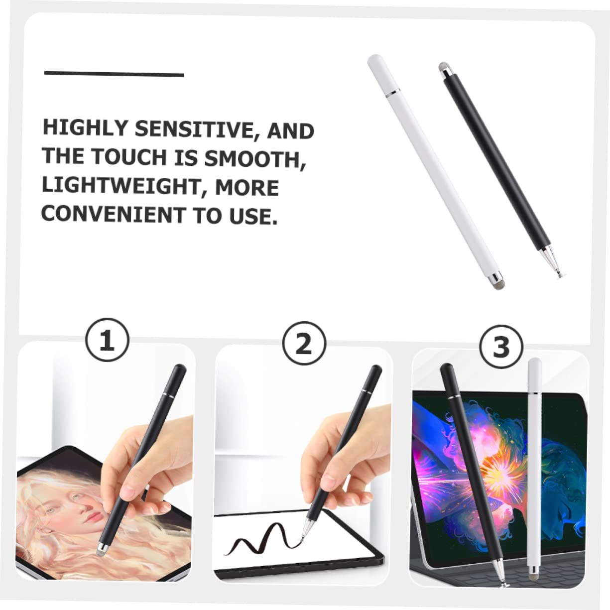 Housoutil 3 Set Di Strumenti Di Scrittura Con Stilo Per Ragazzi E Ragazze Universali Per Tablet Cellulari Ed E-reader Punta Liscia Antigraffio 2 Pezzi*3