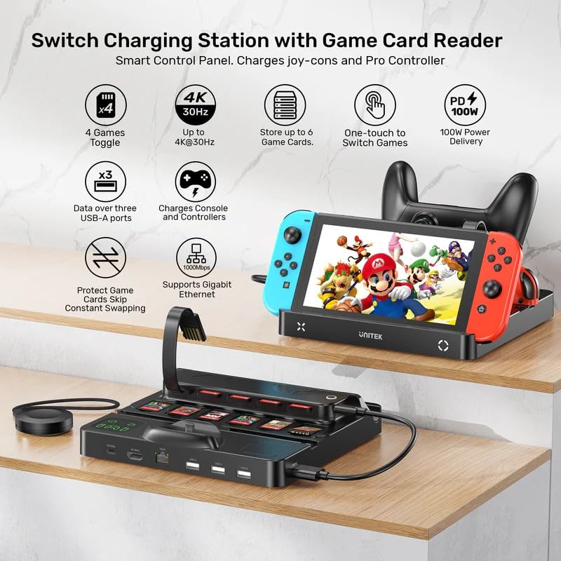 Stazione di ricarica per Nintendo Switch con slot per schede di UNITEK