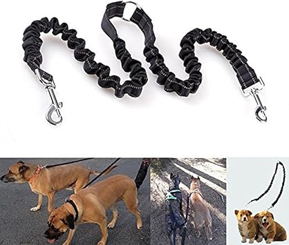 Amazon Kingsie 犬用リード 二頭引きリード ダブルリード 伸縮 ペット 多頭飼い 二匹の犬 ナイロン製 お出かけ用 お散歩に最適 ブラック Kingsie リード 通販