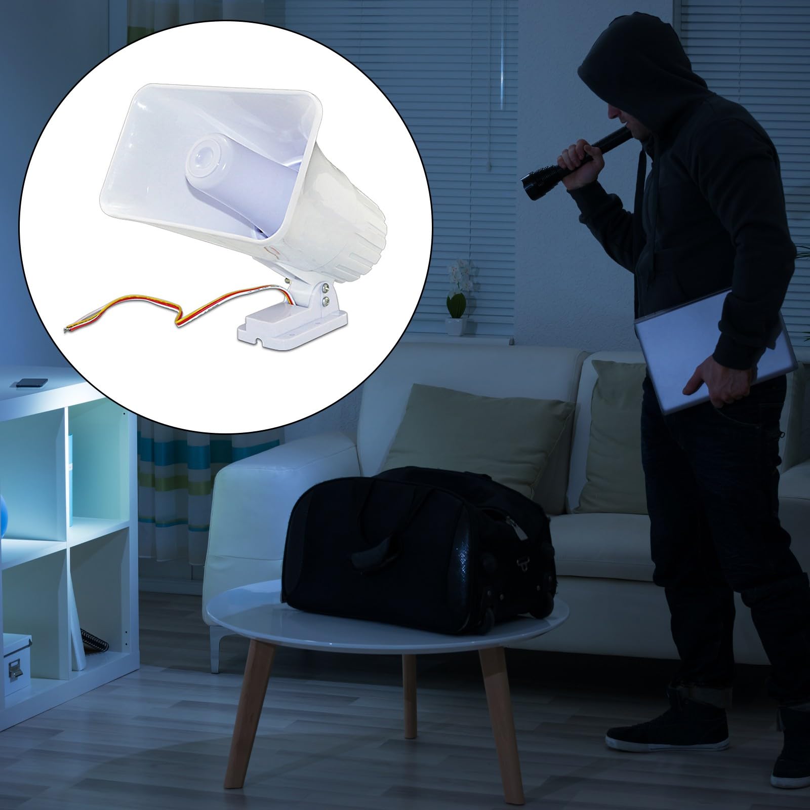 Alarma de alarma de alambre de 12 V 150 dB de sonido de alto decibelio, mejoras de cuerno de seguridad para interiores y exteriores