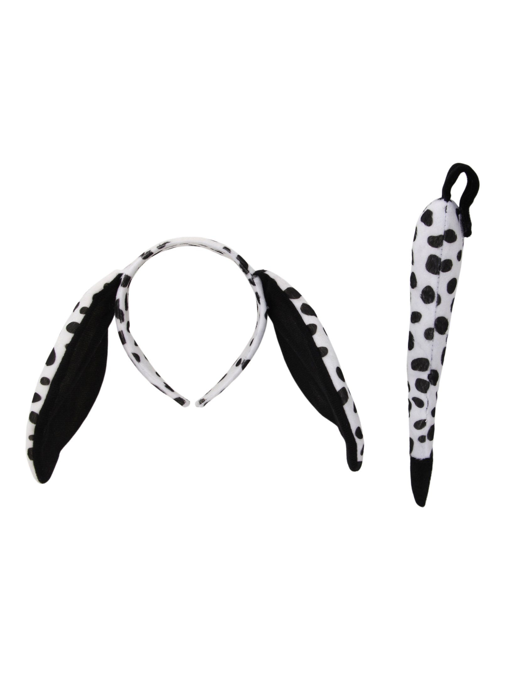 elope Dalmatian Dog Costume Ears Headband and Tail Set for Adults and Kids Standard White,Black