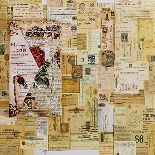 コラージュ素材 Rickton 60枚 紙素材 レトロ コラージュペーパー 古風 クラシック 懐古 デザインペーパー ヴィンテージ 手帳素材パック パラフィン紙 ジャンクジャーナル 古書 60枚セット