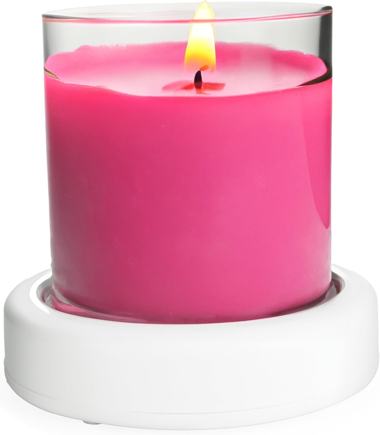 CANDLE WARMERS ETC. Auto Shutoff Candle Warmer Plate (White, Plug-in) – Modern Candle Wax Warmer with 8-Hour Timer