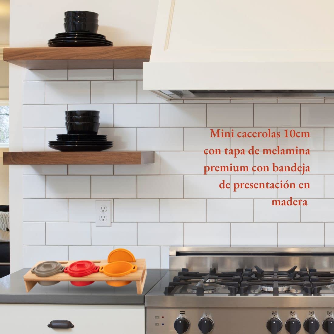 MBH - Botes, mini cacerolas de melamina premium con tapa, ideales como saleros, para salsas y especias, ideal para cocina y presentación en mesa bonitas de diseño. (3)