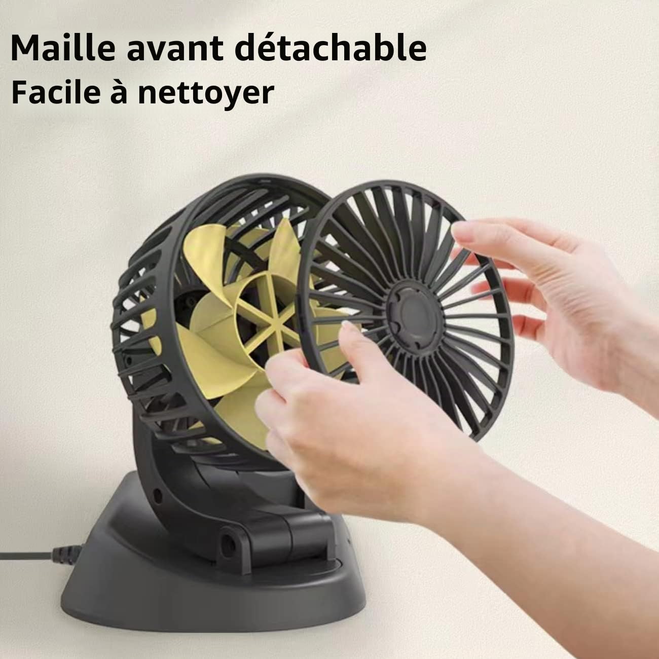 Ventilateur de Voiture, Ventilateur de Voiture 12V 360° Rotatif avec Allume-Cigare, Ventilateur de Refroidissement pour Tableau de Bord, Mini Ventilateur de Table, Ventilateur avec Ventouse