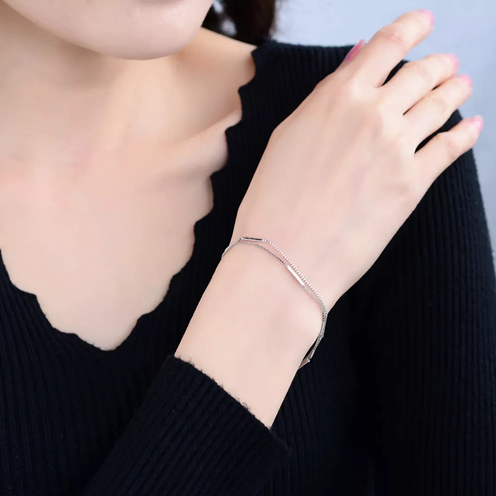 Damenarmband Einfach und Modisch 925 Sterling Silber Armband Schmuck Geschenk