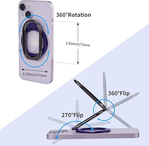 Miniatura 2 de Rimyam Soporte magnético para anillo de teléfono MagSafe para agarre de dedo ajustable, soporte de teléfono, accesorios seguros para iPhone 141312