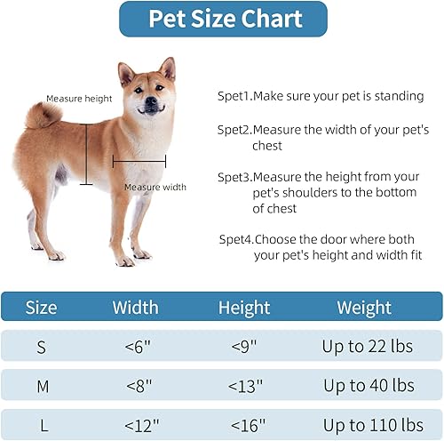 Miniatura 6 de ALUMANI Puerta grande para perros para paredes interiores y exteriores con marco de acero y túnel telescópico, dos solapas magnéticas y dos paneles