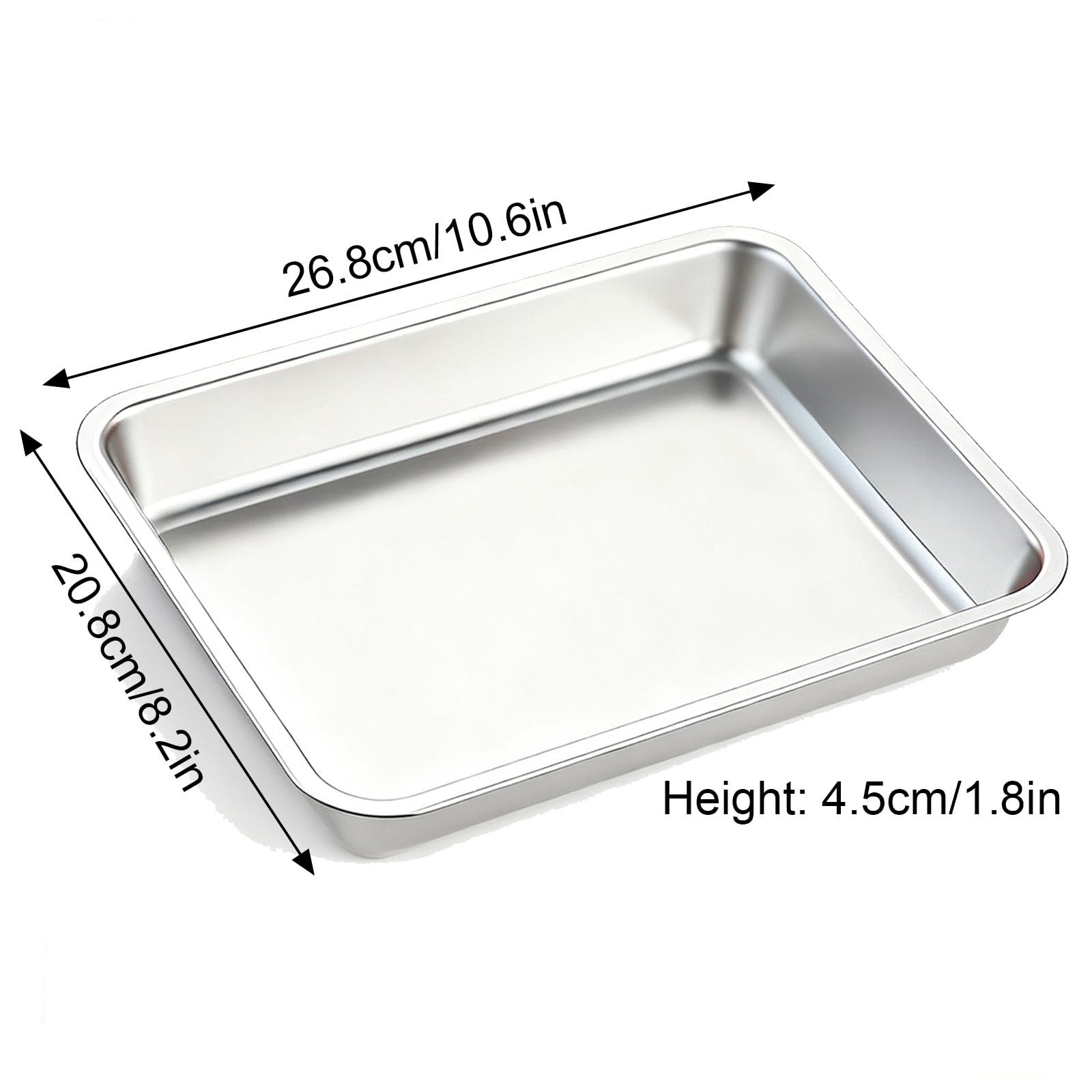 Backblech, Edelstahl Platte, Grillschale für Spülmaschinen, Servierplatten aus Metall für Küche, Grill, Laborinstrument, Haustierbehandlung(26.8 * 20.8 * 4.5cm/10.6 * 8.2 * 1.8in)