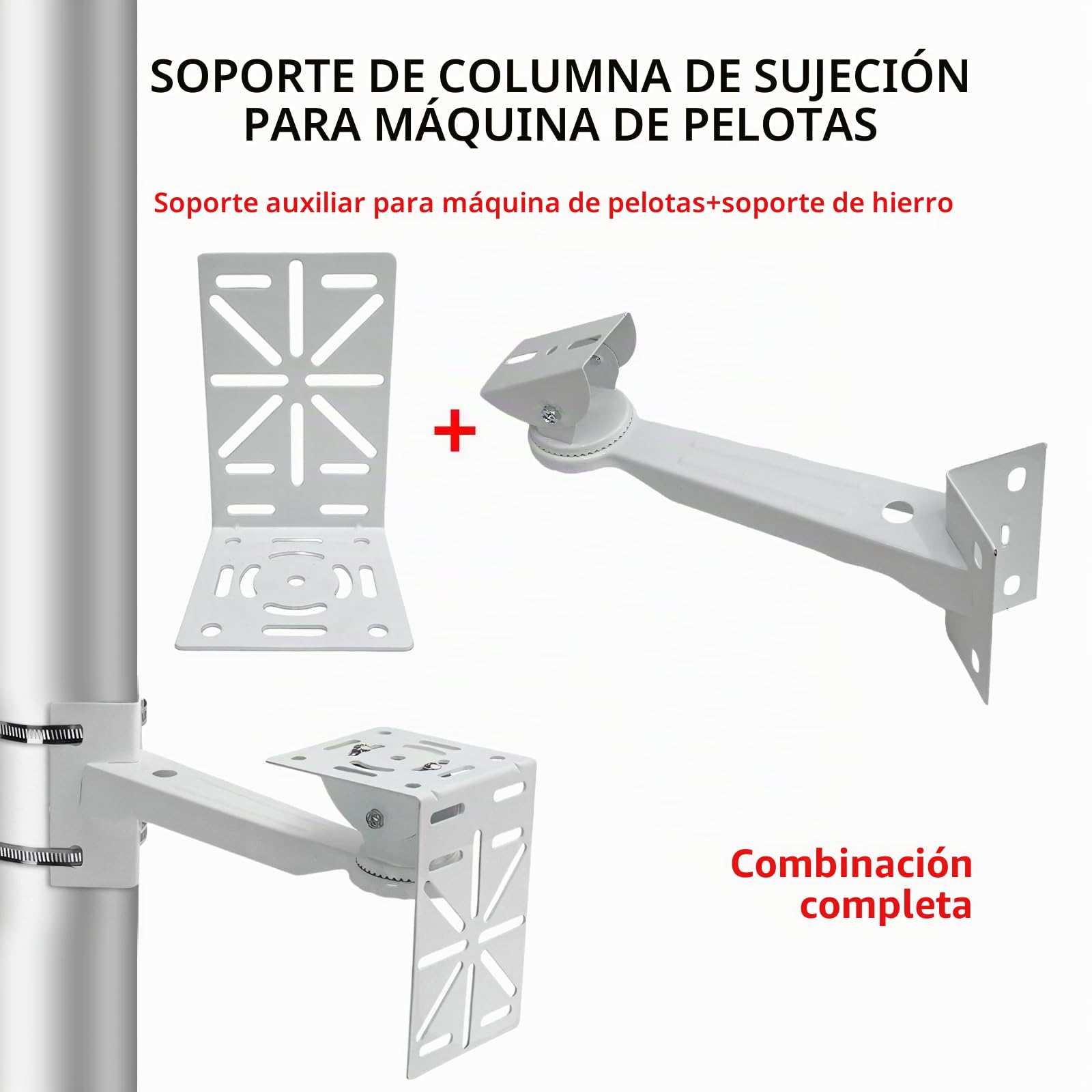 Soporte Para Cámara Exterior De Acero, Soporte Cámara Vigilancia Bebé, Angular Multiángulo Ajustable 0-400mm, Para Cámara De Seguridad, Acero Plata, Para Postes Eléctricos, Farolas y Columnas