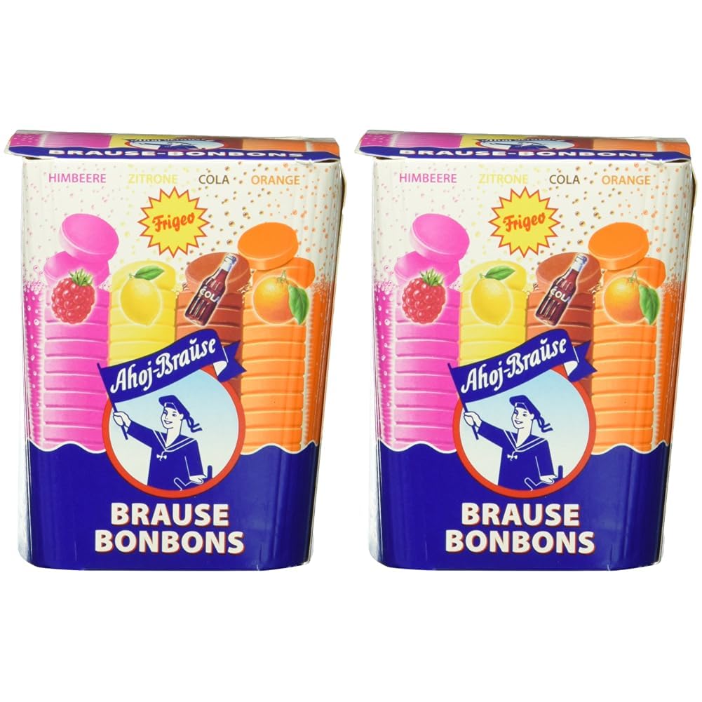 Frigeo Ahoj-Brause, Die Klassiker: runde Brause-Bonbons in den vier Geschmacksrichtungen Zitrone, Orange, Himbeere und Cola, 1-er Pack (1 x 125 g) (Packung mit 2)