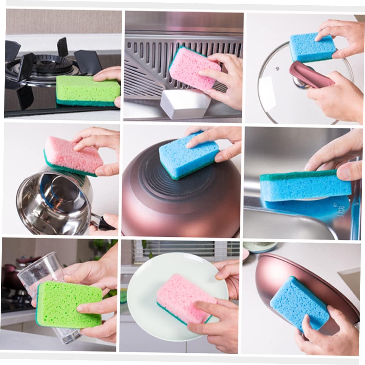 Ipetboom 24pcs Colorful Kitchen Cleaning Sponge Double-Sided Scouring Pads for Dishes Bowls Pots Pans Highly Absorbent Non-Scratch Dishwashing Sponges for Kitchenware